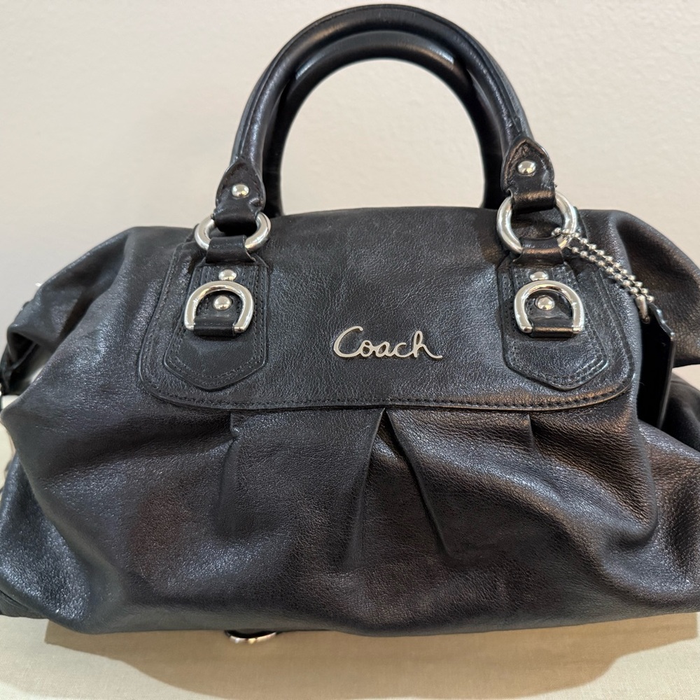 Coach Black Leather Ashley Satchel
